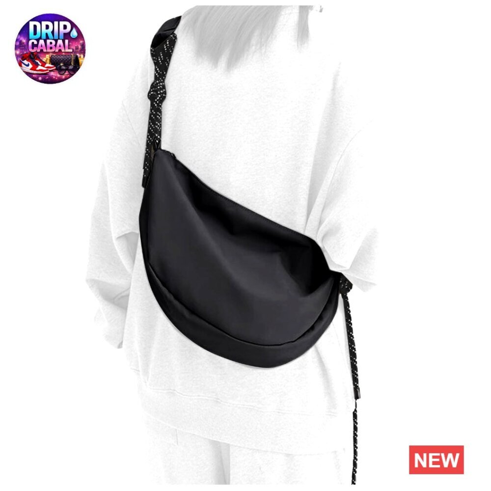 Nylon Hobo Crossbody Bag, Waterproof Crescent Shoulder Bag with Zipper